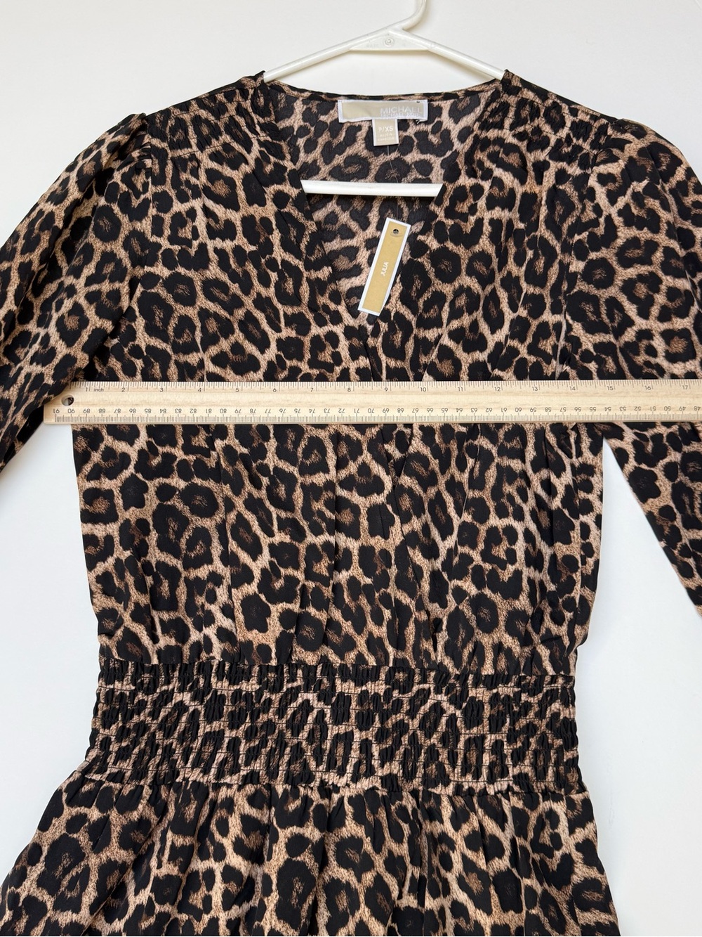 Michael Kors Petite XS Leopard Print Ruffle Dress Long Sleeve NWT - Picture 8 of 13